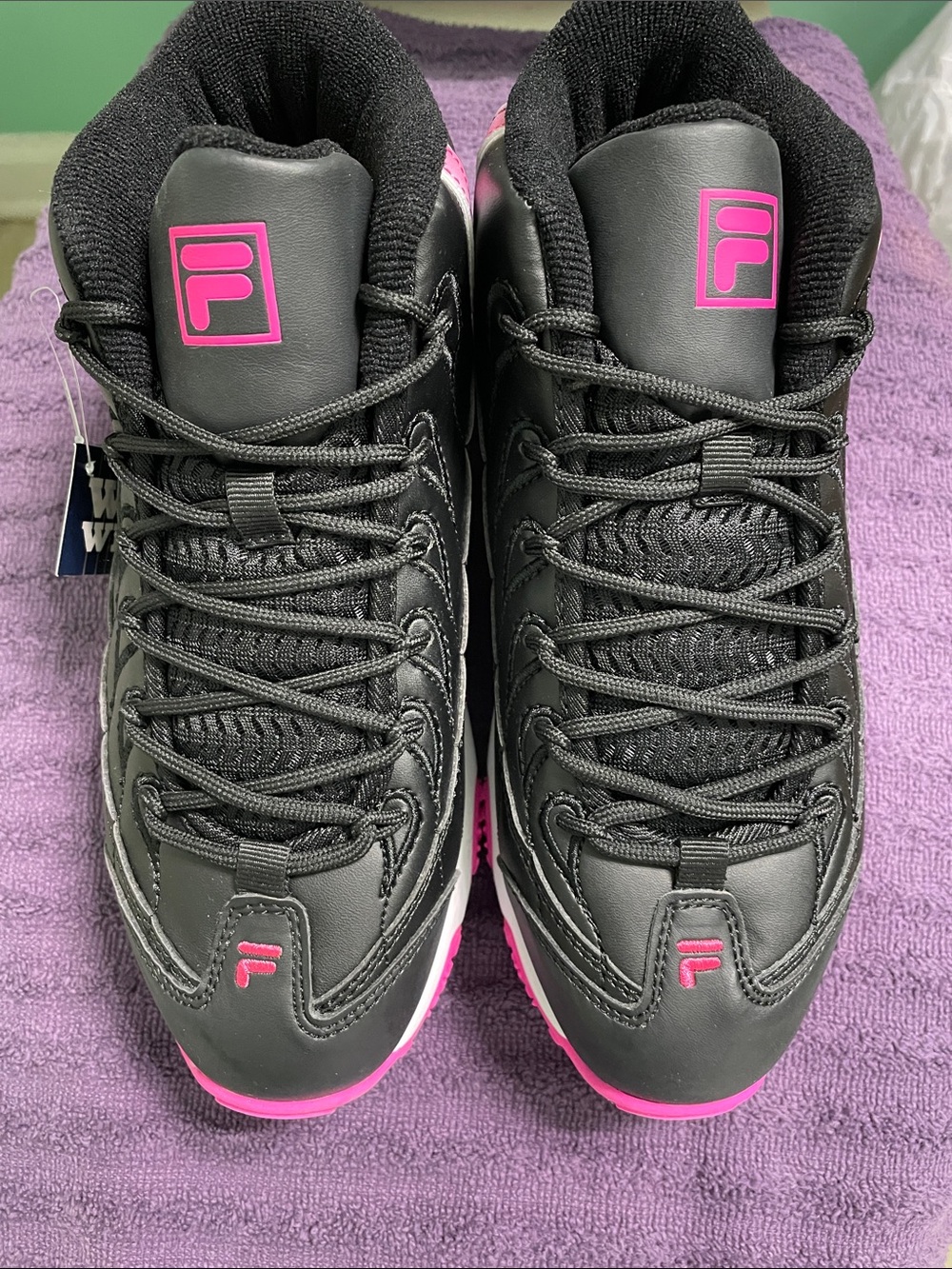 BRAND NEW-Fila Kids Black and Pink Lace-Up Sneakers
